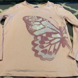 Girls size 7 butterfly long sleeve shirt